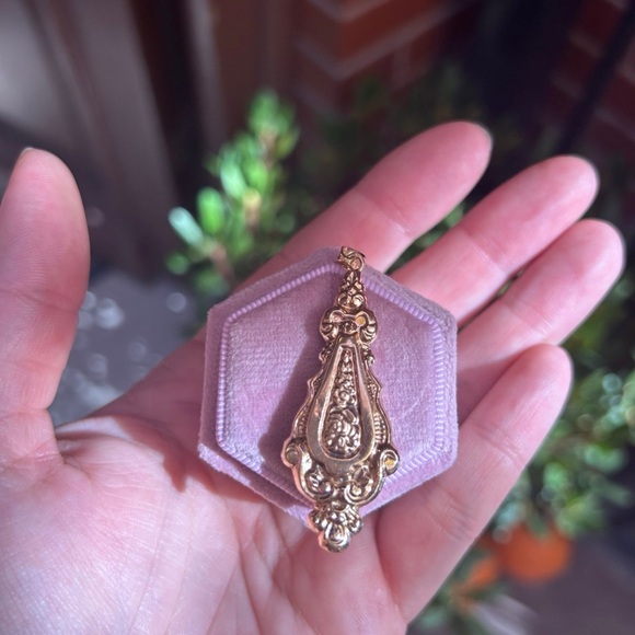 14k Real Rose Gold Pendant Large Antique Beautiful & Unique Piece 2" Long - Picture 2 of 8